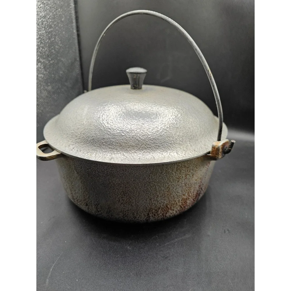 Vintage Club Hammercraft Cast Aluminum Dutch Oven 10in Pot with Lid Bail Handle